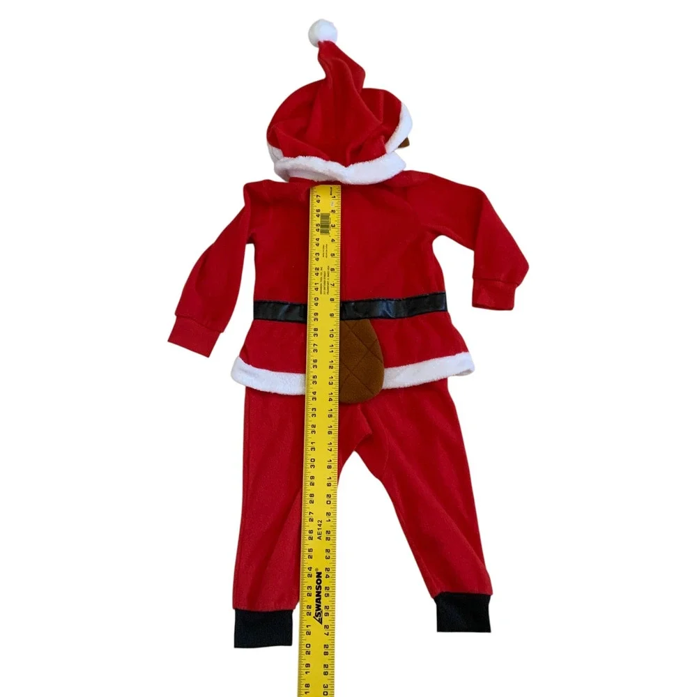 Buc-ees Kids Toddlers Size 3T Santa One Piece Body Suit Pajama Fleece Costume